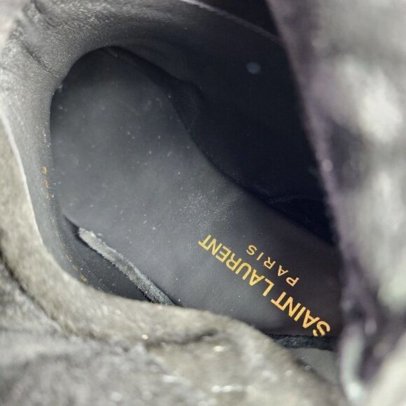 Saint Laurent Women's Nino Suede Fringe Boots US 6 Black Flat Ankle Bootie - Picture 11 of 11